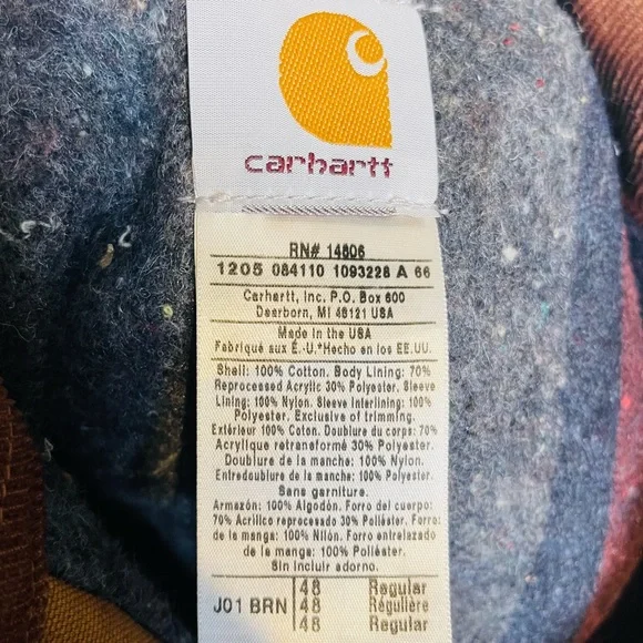 Carhartt Men's Size 48 Blanket Lined Detroit Jacket Tan Brown Zipper Zip Up - Picture 9 of 10